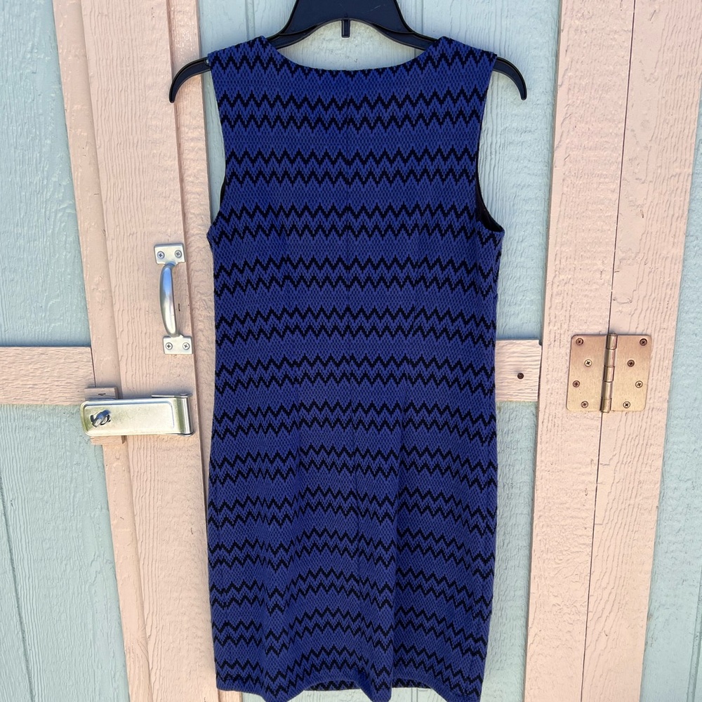 AB Studio Blue Sheath Mini Dress Scoop Neck Sleeveless